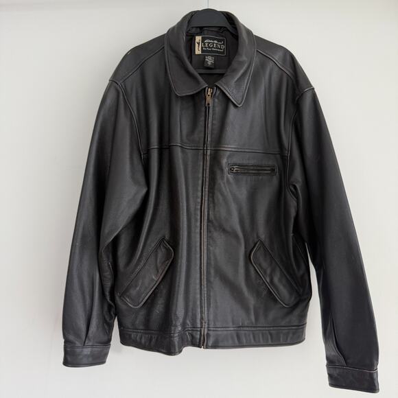 Vintage Eddie Bauer Legend Journeyman Jacket Mens Large Brown Leather Distressed - Picture 1 of 15